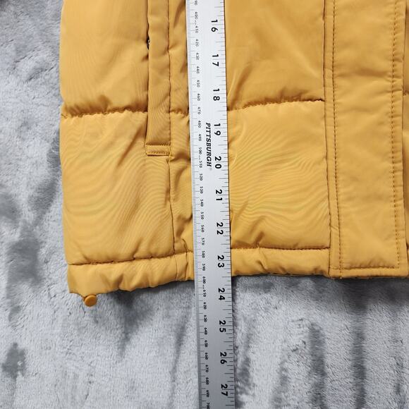 Arizona Jean Company Coat Women XS Mustard Yellow Quilted Puffer Hooded Full Zip - Picture 9 of 10